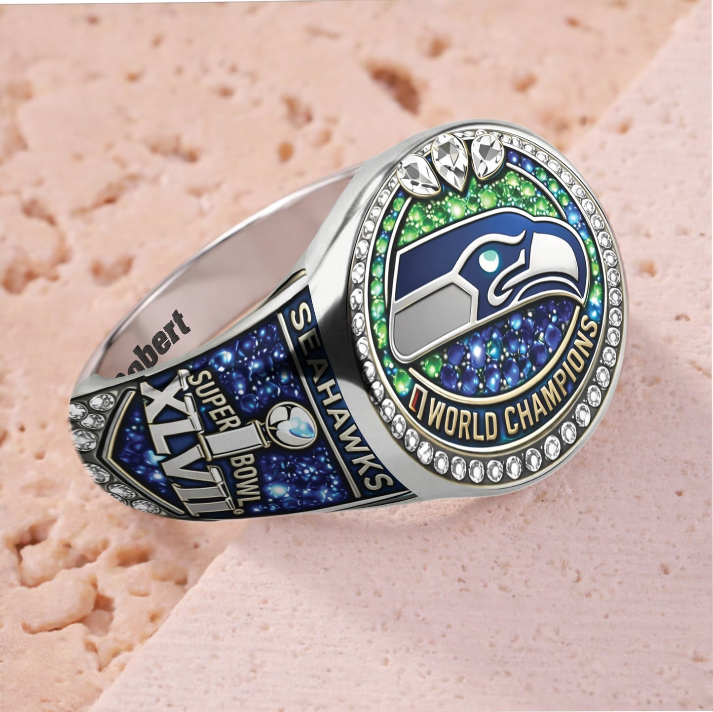 Seattle - Seahawks Footaball Team - Personalized American Football Signet Ring