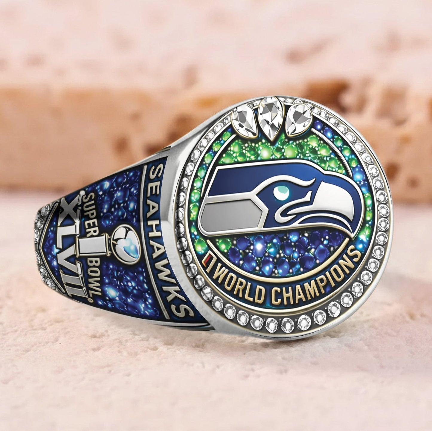 Seattle - Seahawks Footaball Team - Personalized American Football Signet Ring