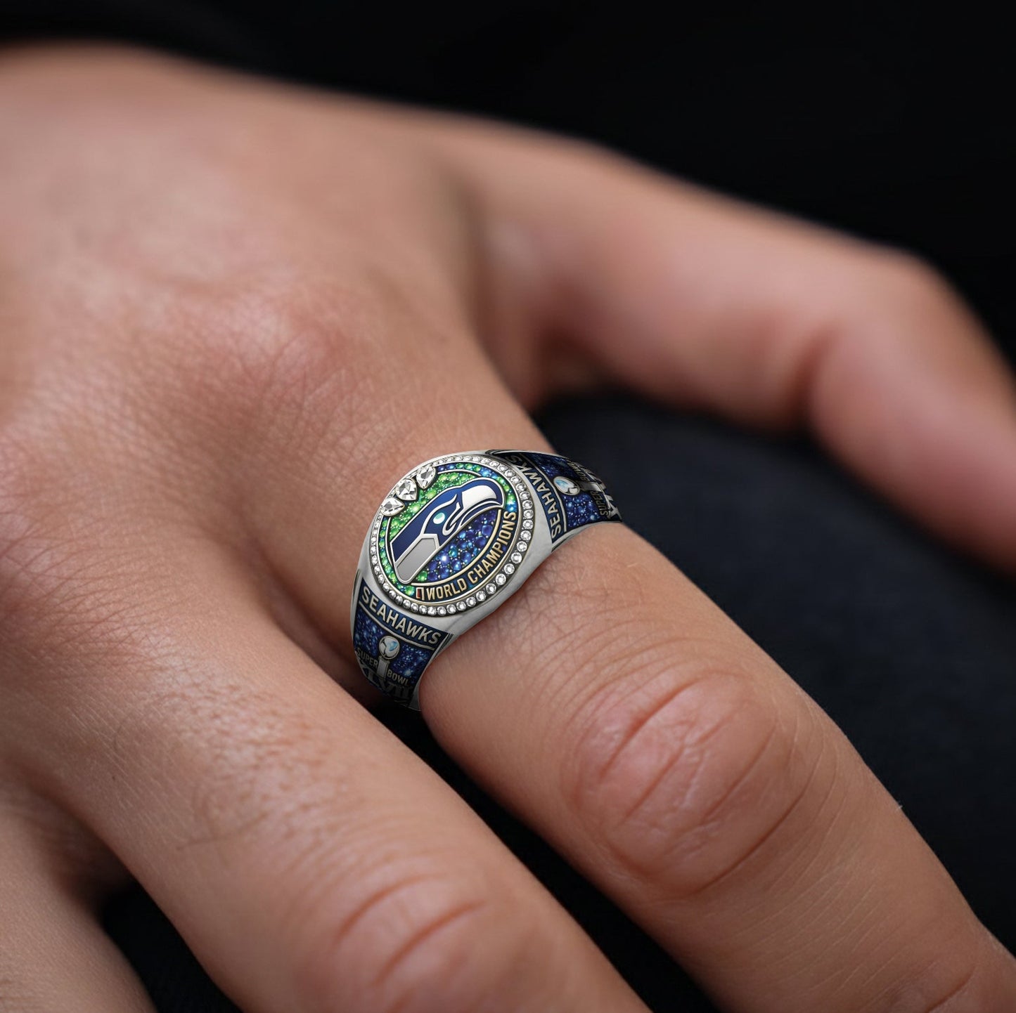 Seattle - Seahawks Footaball Team - Personalized American Football Signet Ring