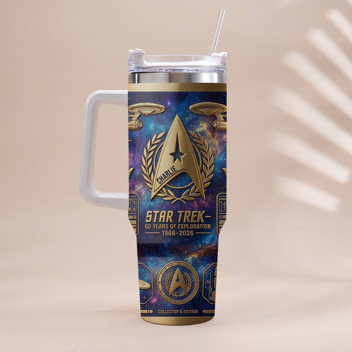60 Years Of Exploration - Personalized Star Fleet Tumbler With Handle
