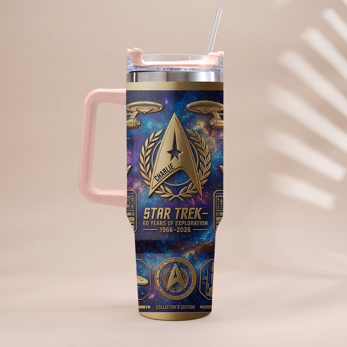 60 Years Of Exploration - Personalized Star Fleet Tumbler With Handle