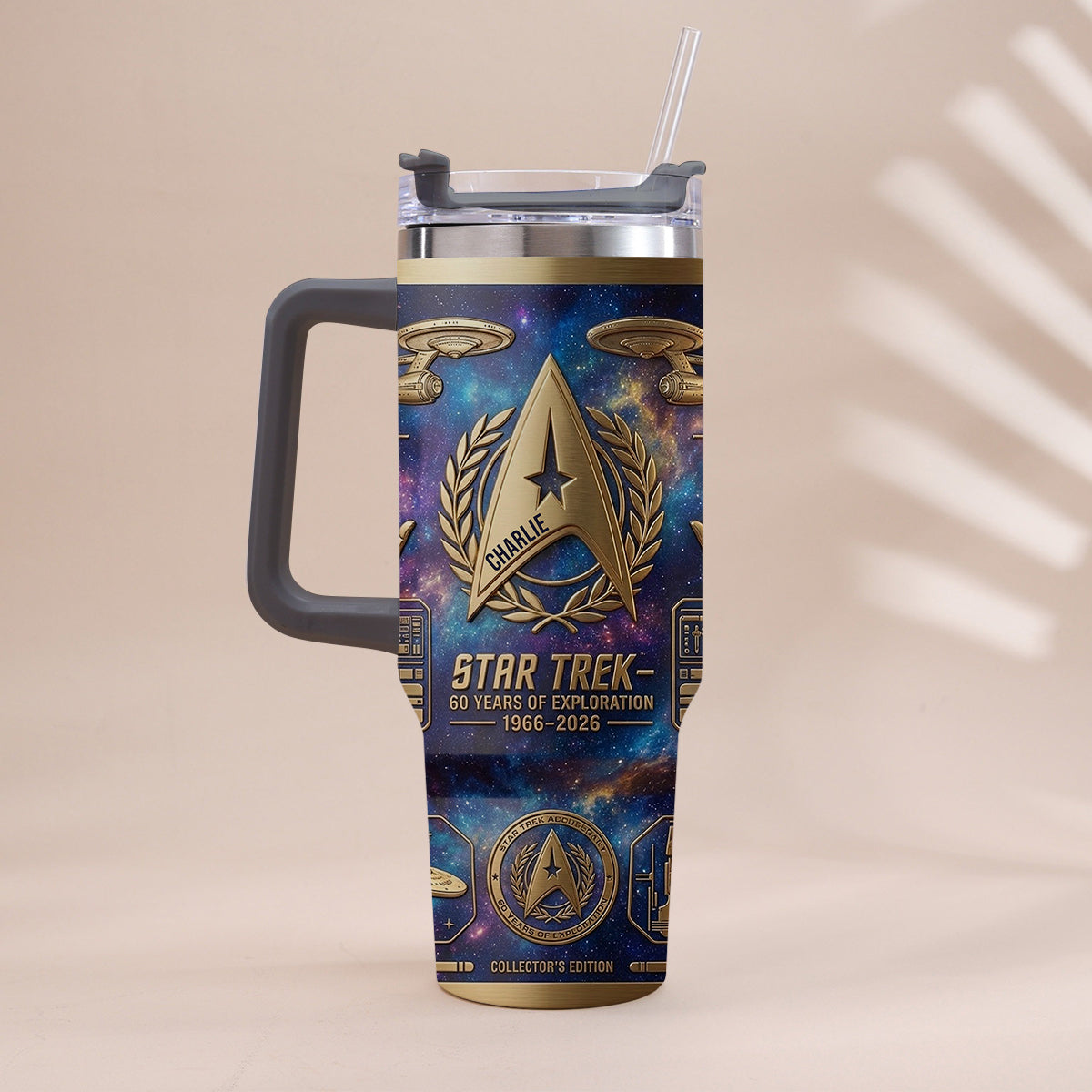 60 Years Of Exploration - Personalized Star Fleet Tumbler With Handle