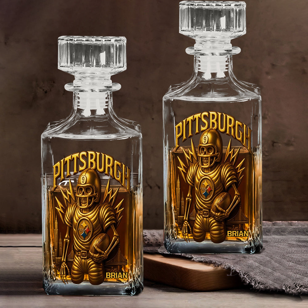 Pittsburgh FootBall Team - Personalized American Football Whiskey Decanter Set